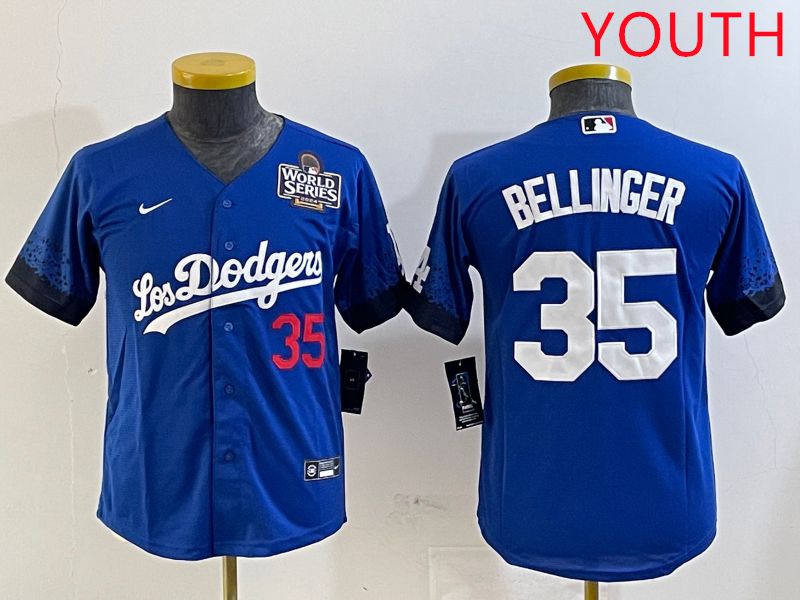 Youth Los Angeles Dodgers #35 Bellinger Blue City Edition 2025 Nike MLB Jersey style 4